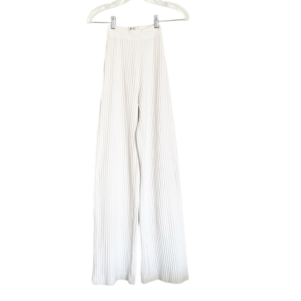 House Of CB London Rowena White Ribbed Wide-Leg High Waisted Bandage Trouser XS